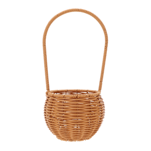 Brązowy koszyk dekoracyjny z plecionki 14x14x30H na białym tle