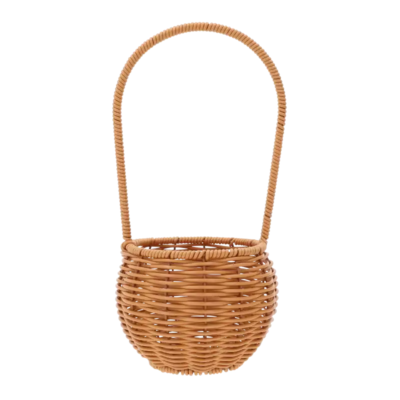 Brązowy koszyk dekoracyjny z plecionki 14x14x30H na białym tle
