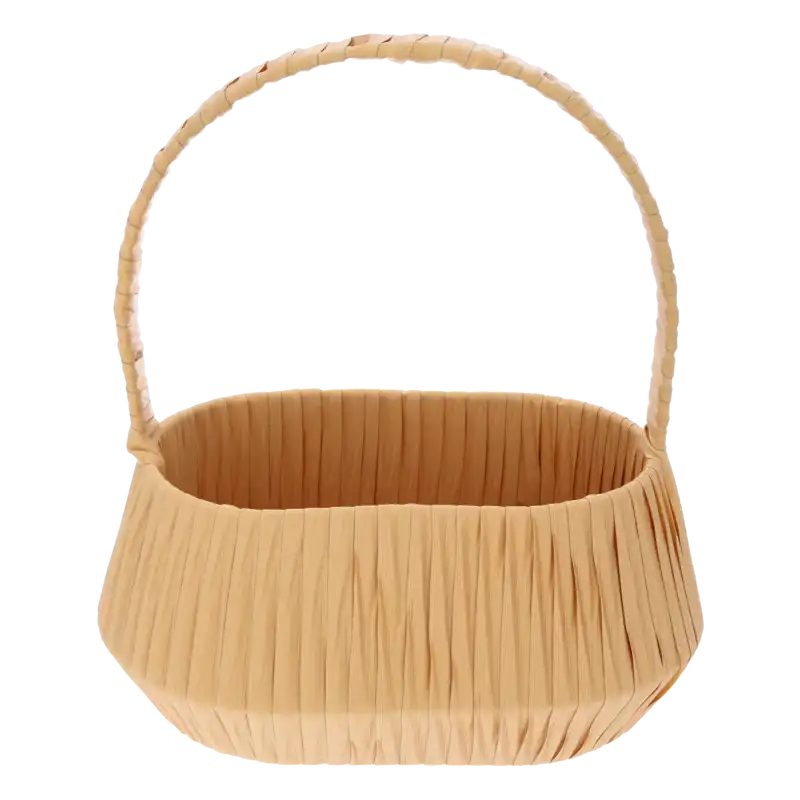 Beżowy owalny kosz z tworzywa 26x17 cm z plecionki i uchwytem