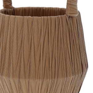 Brązowy okrągły kosz dekoracyjny z tworzywa o średnicy 15 cm