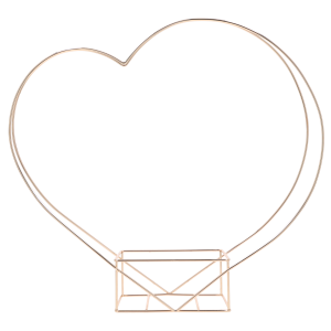 Złote metalowe serce na kompozycje o wymiarach 43x45 cm na białym tle