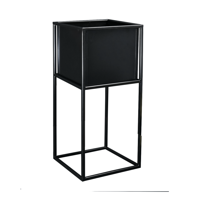 Kwietnik metalowy z doniczką LOFT 60x23x23 cm czarny