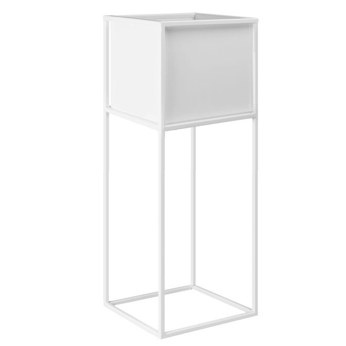 Kwietnik metalowy z doniczką LOFT 60x23x23 cm biały