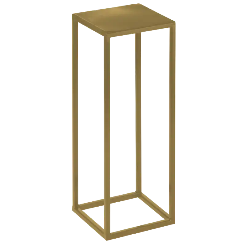 Złoty stojak metalowy w stylu loft o wymiarach 60x15x15 cm. Minimalistyczna prosta forma jako podstawa na rośliny, świece lub dekoracje ślubne.
